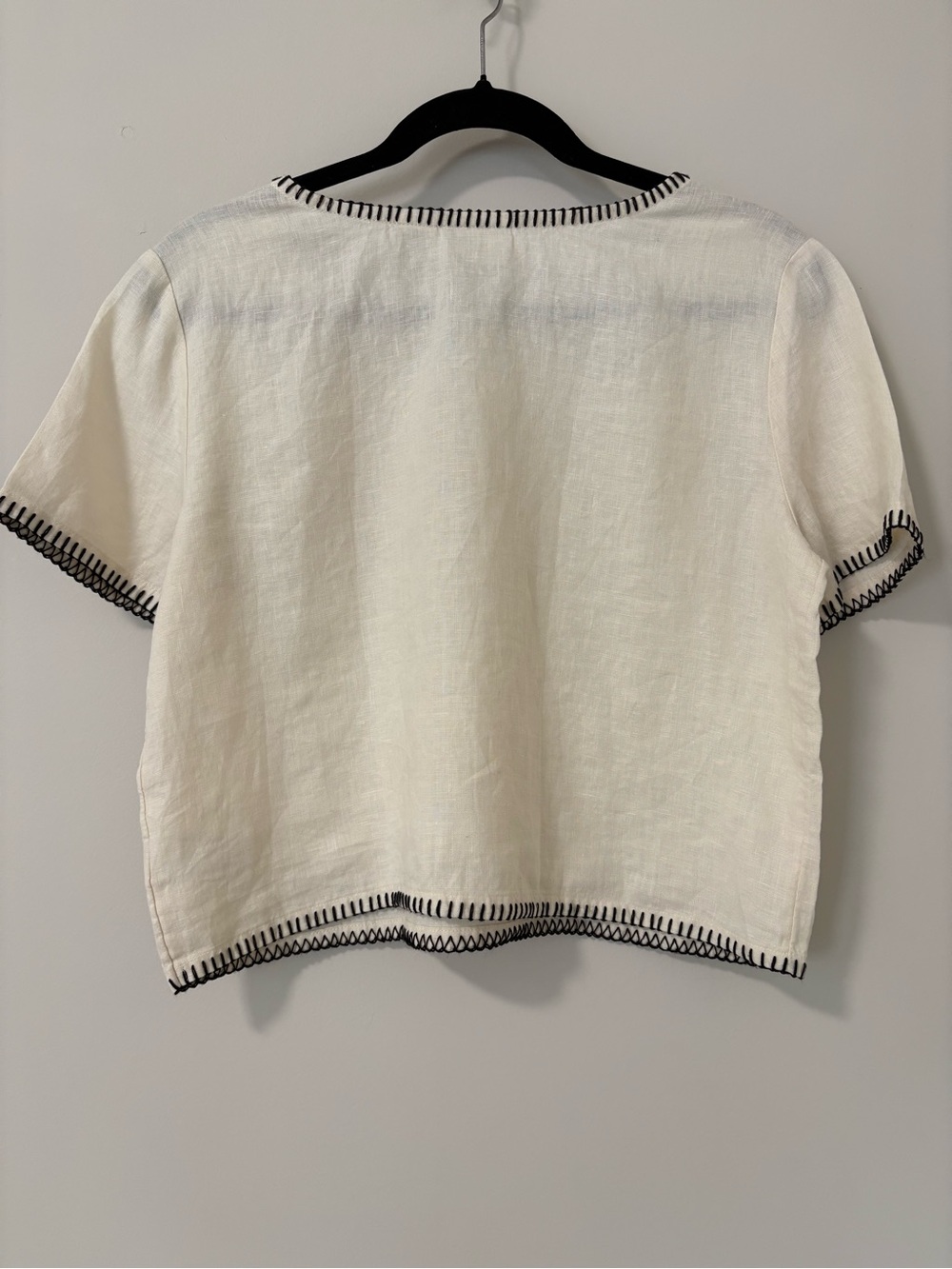 NWOT Rachel Zoe 100% Linen White Black Stitch Two-Piece Set⁠ (size top s skirt 2 - Picture 3 of 11